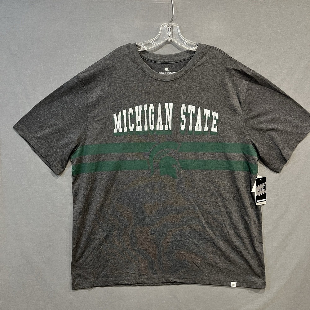 Michigan State Spartans Shirt Mens 2XL Gray Crew neck Tee Colosseum Brand New